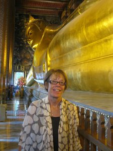 Sally and the giant reclining Buddah
