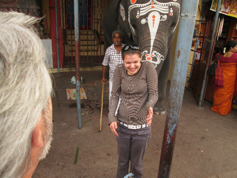 Kristin after elephant blessing