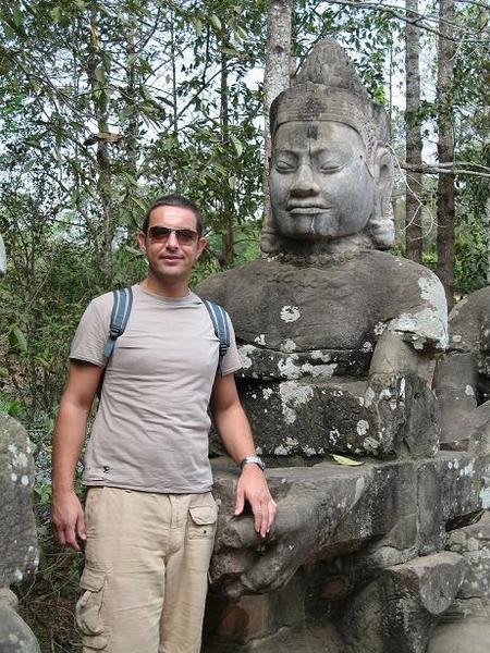 Russell at the South Gate of Angkor Thom