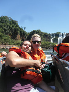 On the boat that took us into the middle of the watefalls, some power in that water!