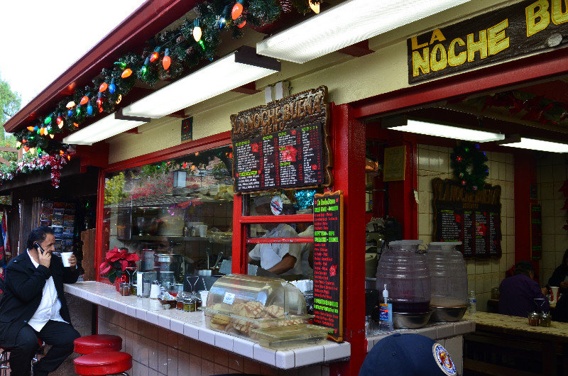 Small cafe in the street market in Olvera Street LA