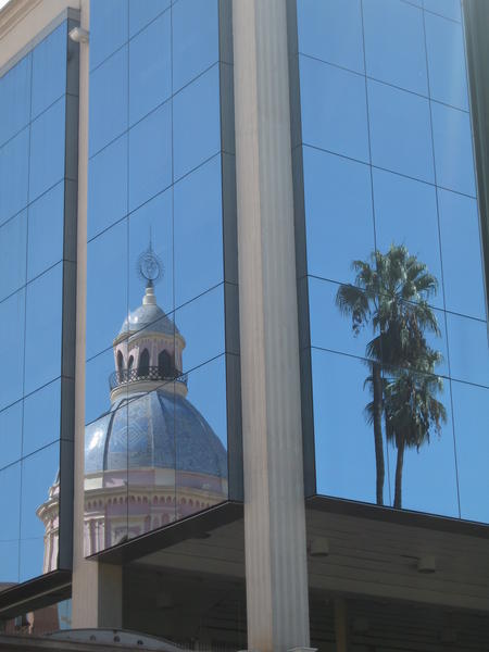 Cathedral reflected in Salta's main square