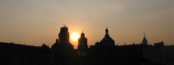 View of the zócalo or main square in Mexico City