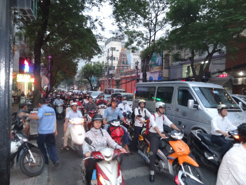 Ho Chi Minh City street at rush hour