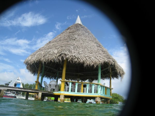 One of the huts, as seen from the water