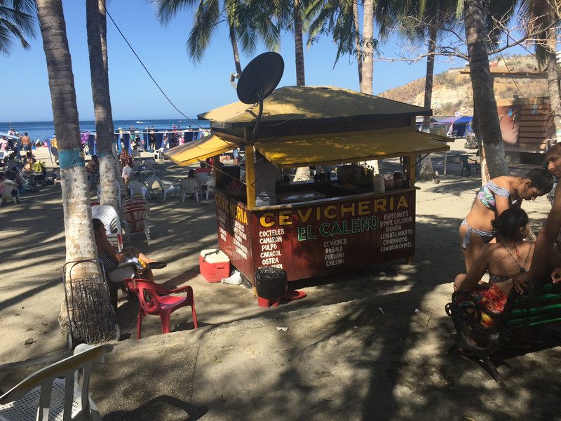 Rodadero Beach - vendor shack with satellite receiver