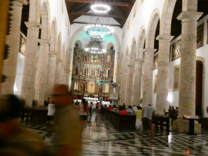 Cartagena - one of many massive churches, shot from horsearriage