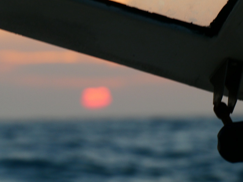 Sunset on sailboat from Tayrona