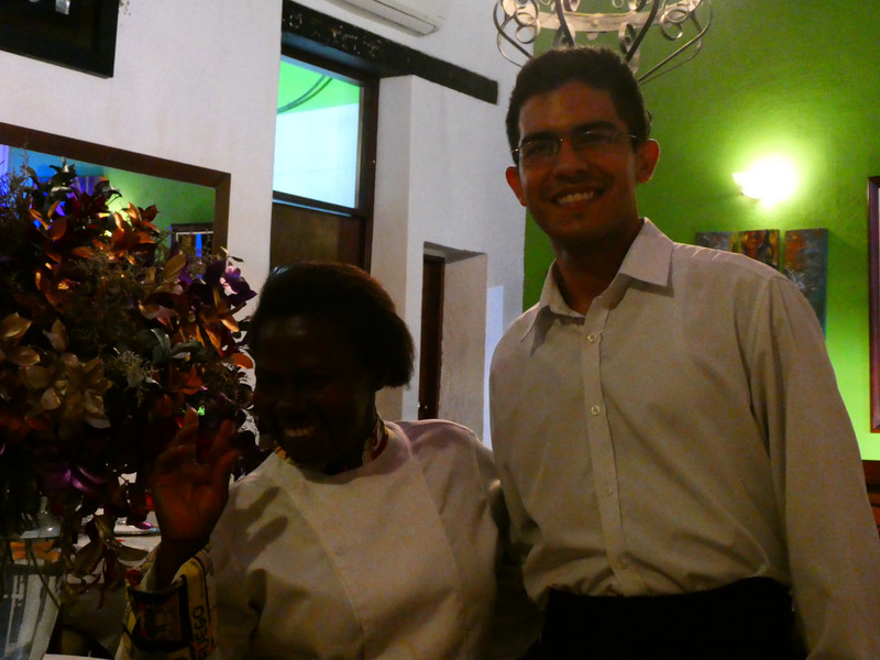 Margarita, the ball-of-fire chef/owner of Basile, with Andres from Venezuela 