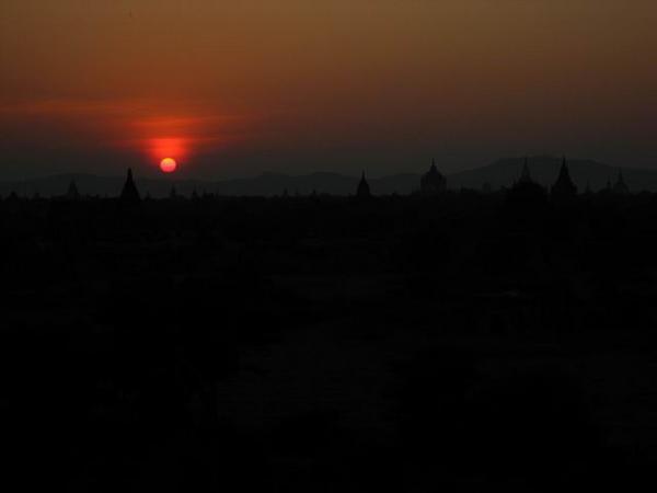 Bagan temples at sunset