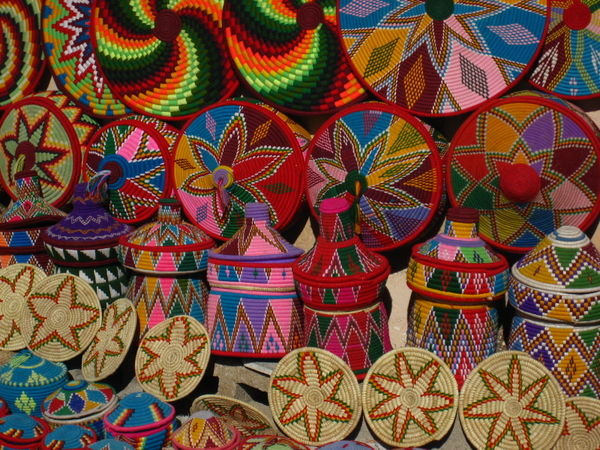 Colourful baskets in Axum