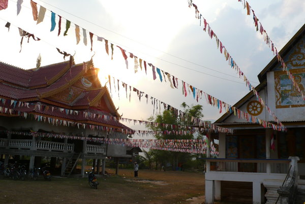 Prayer flags at the wat in Champasak