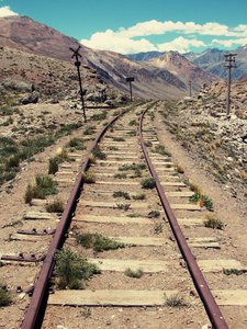 Walking down the railway from Aconcagua