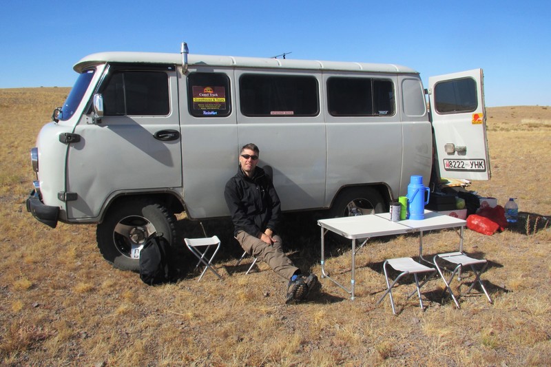 Lunch by the Russian Van in The Gobi