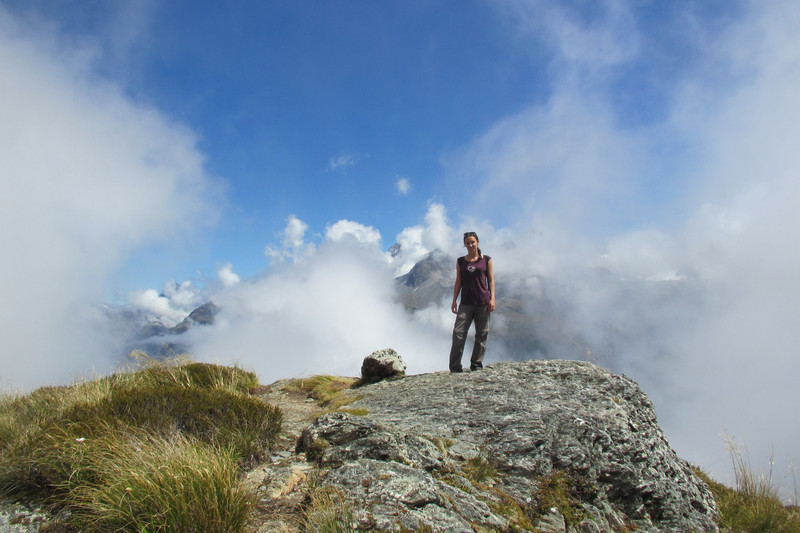 The climb was worth it. Up in the clouds on the Routeburn