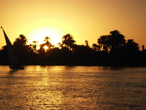 The beautiful sunset on the Nile