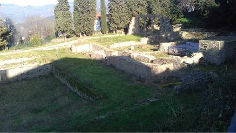 Roman bath and ampitheatre ruins in March 