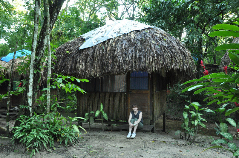 Helen loving the jungle cabin