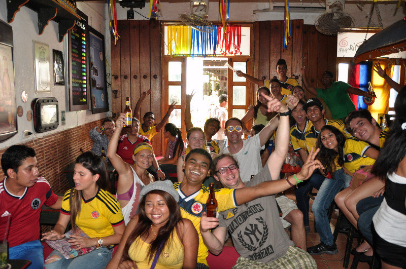 Watching the Colombia v Japan game, Cartagena
