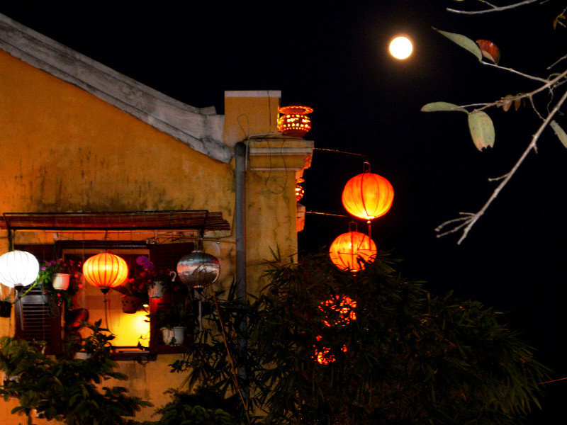 Full moon and lanterns