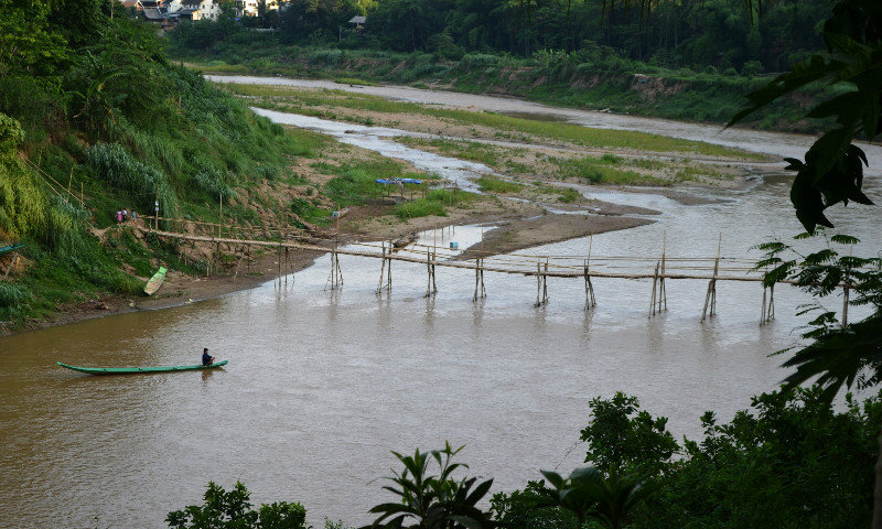 Bamboo bridge over the Nam Khan River