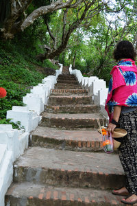 Stairs up Mount Phou Si