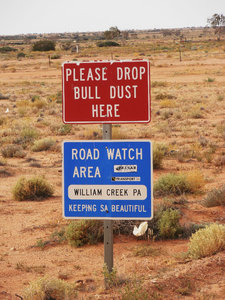 Road side sign before William creek