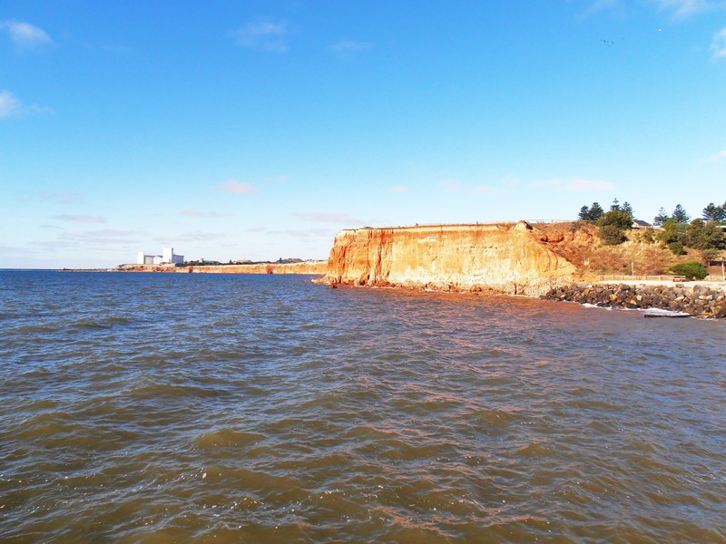 The red cliffs and grain silos of Ardrossan