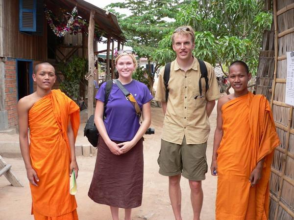 Dave and sister, Sarah with Monks