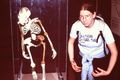 Replica of the skeleton of Lucy (and Emma making a joke)