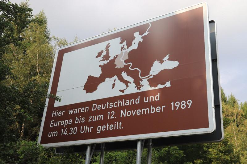 Sign marking the former border