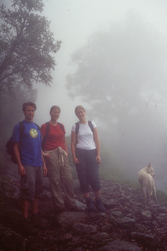 Emma, two other travellers and a stray dog
