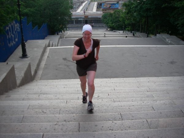 Emma running up the Potemkin Stairs
