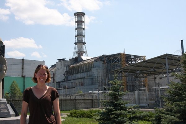Emma in front of reactor 4