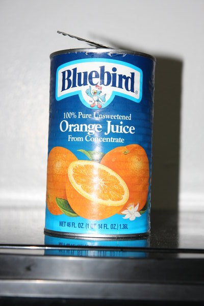 Orange juice on a can