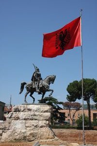 Skanderbeg and Albanian flag