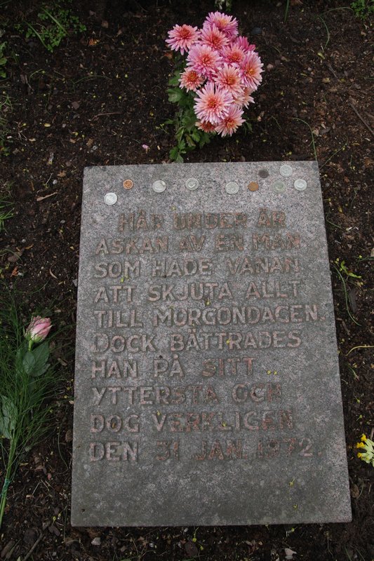 The grave over the author Fritiof Nilsson Piraten 