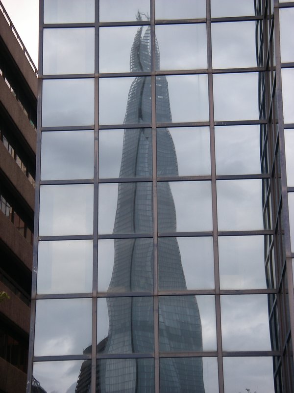 The Shard reflected in the facade of another building