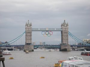 Tower Bridge with the Olympic symbol