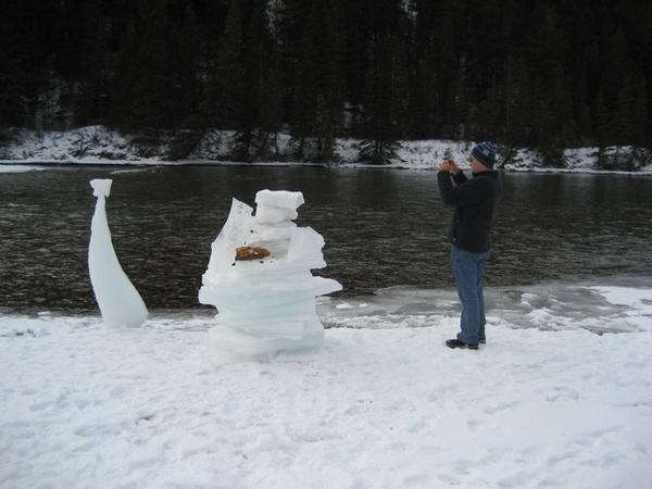 Ice sculptures by the river
