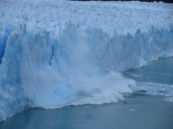 a chunk of the glacier falling off...