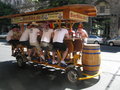 group-cycling on a mobile beer bar...