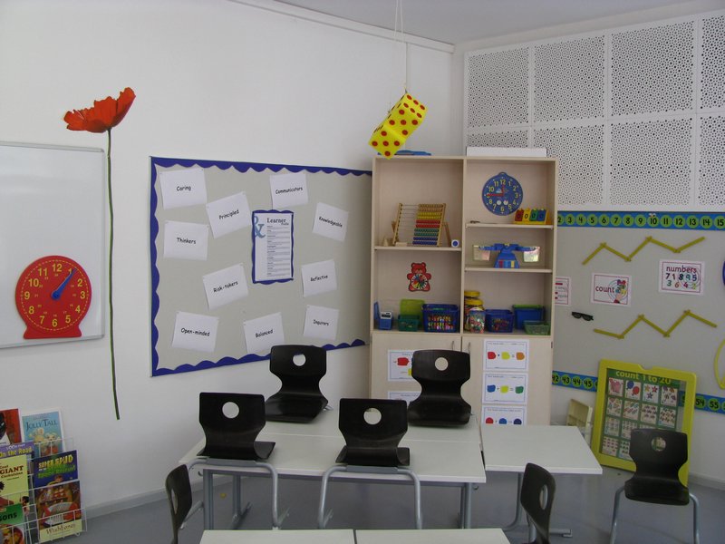 The math corner... a bit bare, but good for day 1!