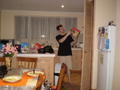 Matt cleaning the kitchen just b4