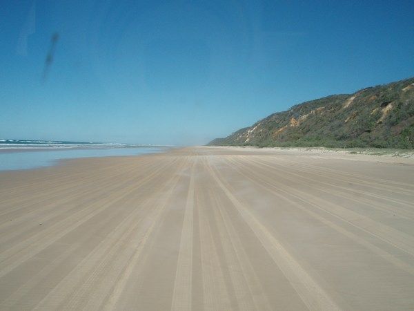the beach or road on fraser island