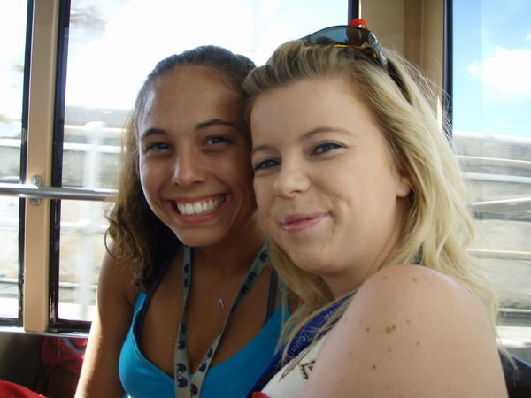 Ashley & Laura on the Port Shuttle Bus