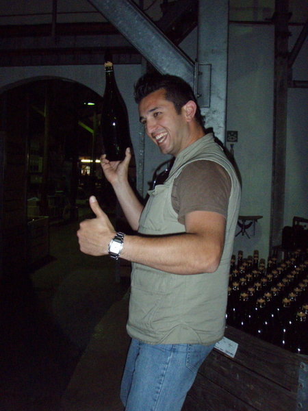 Robbie (our guide) Shows Off the Sparkling Wine