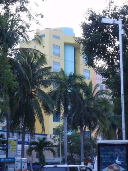 I liked this yellow and blue hotel.