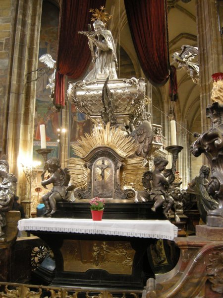 A silver sarcophagus in the cathedral