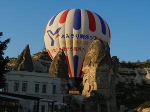 Each morning if it isn't windy the balloons fly low through Goreme 